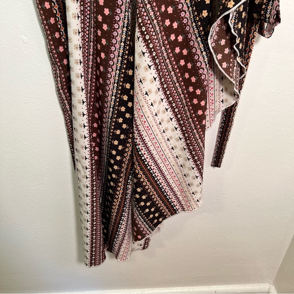 True Wrap Maxi Skirt Black Brown Floral Geometric Boho - Picture 5 of 10